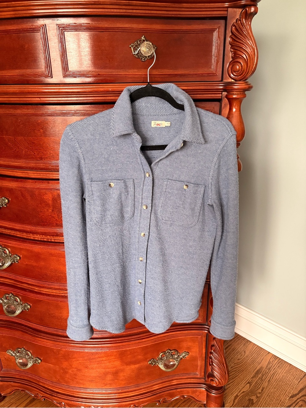Faherty Light Blue Knit Button-Front Women's Sweater Shirt
